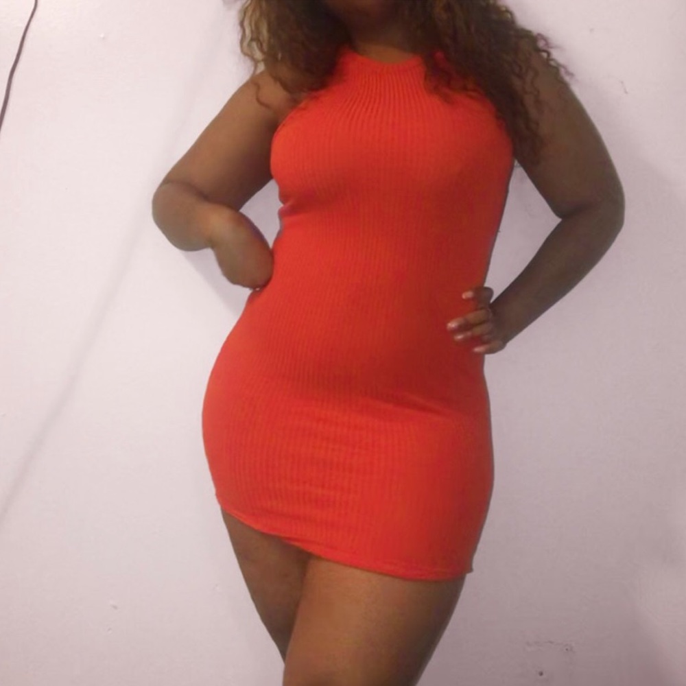 Orange Bodycon Mini Dress